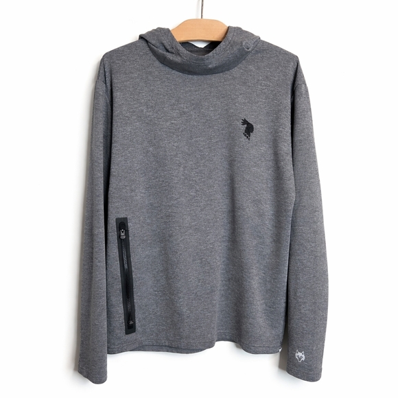 Greyson XL Hooded Performance Pullover Gray Wolf Logo Athletic Hoodie